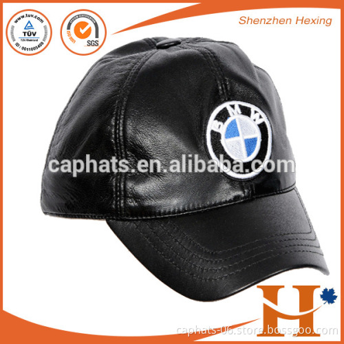 PU leather promotional baseball cap adjustable strap 6 panel flat brim hat and cap with patch label promotion